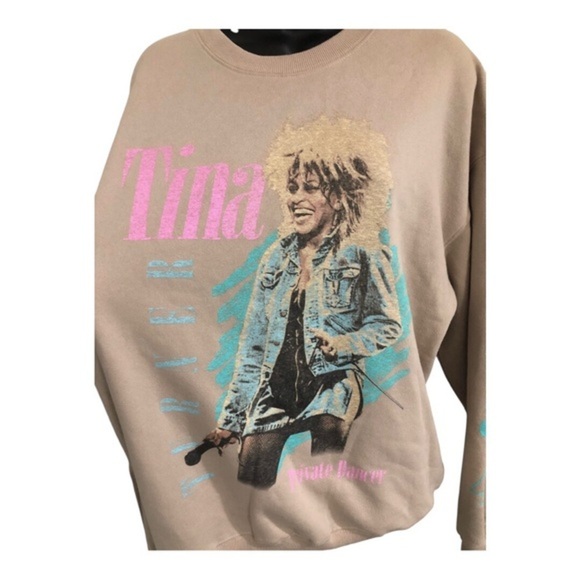 Tina Turner tan 1984 Private Dancer graphic print Concert sweatshirt size large - Picture 8 of 14